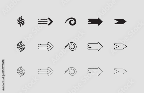 arrow direction line vector set Set arrow icons. Different black arrows sign – stock vector