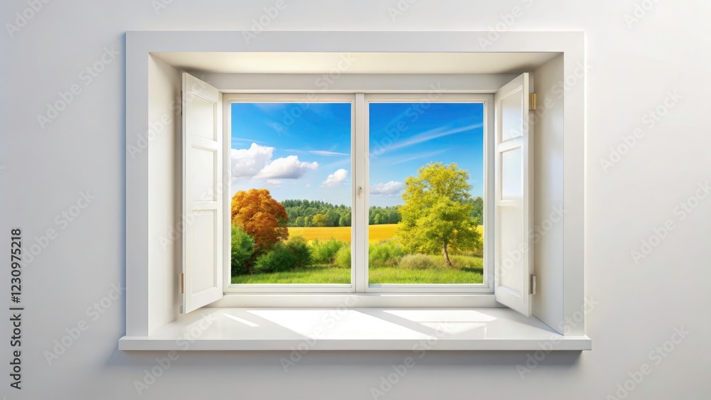 Isolated Window on White Background - Panoramic Photography for Generative AI Art and Design Projects Isolated Window on White Background - Panoramic Photography for Generative AI Art and Design Projects