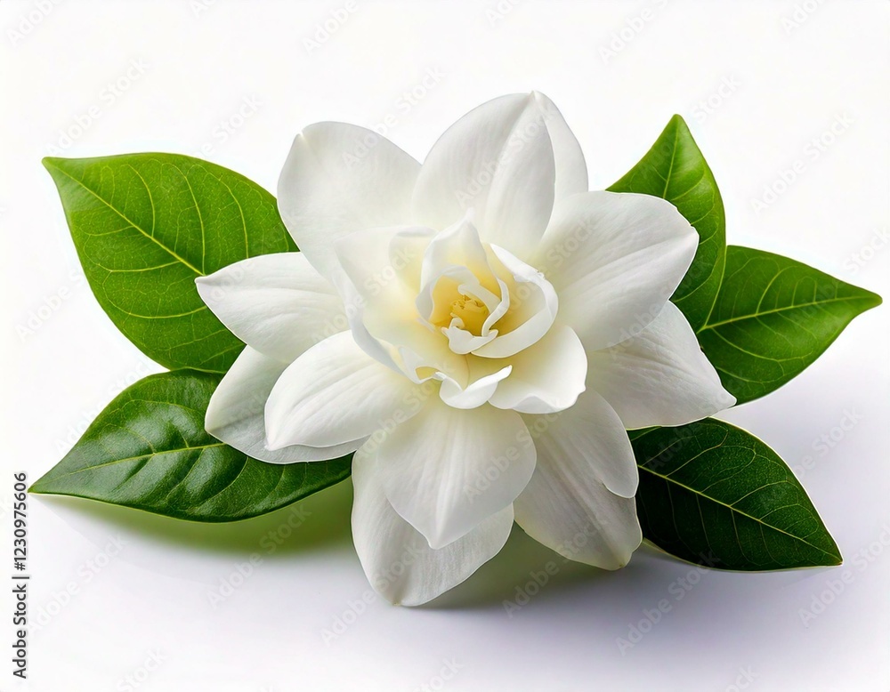 Obraz premium Gardenia jasminoides white flower on white background 