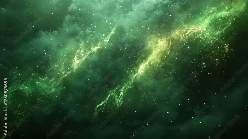 Fototapeta premium Green nebula cosmic dust space background