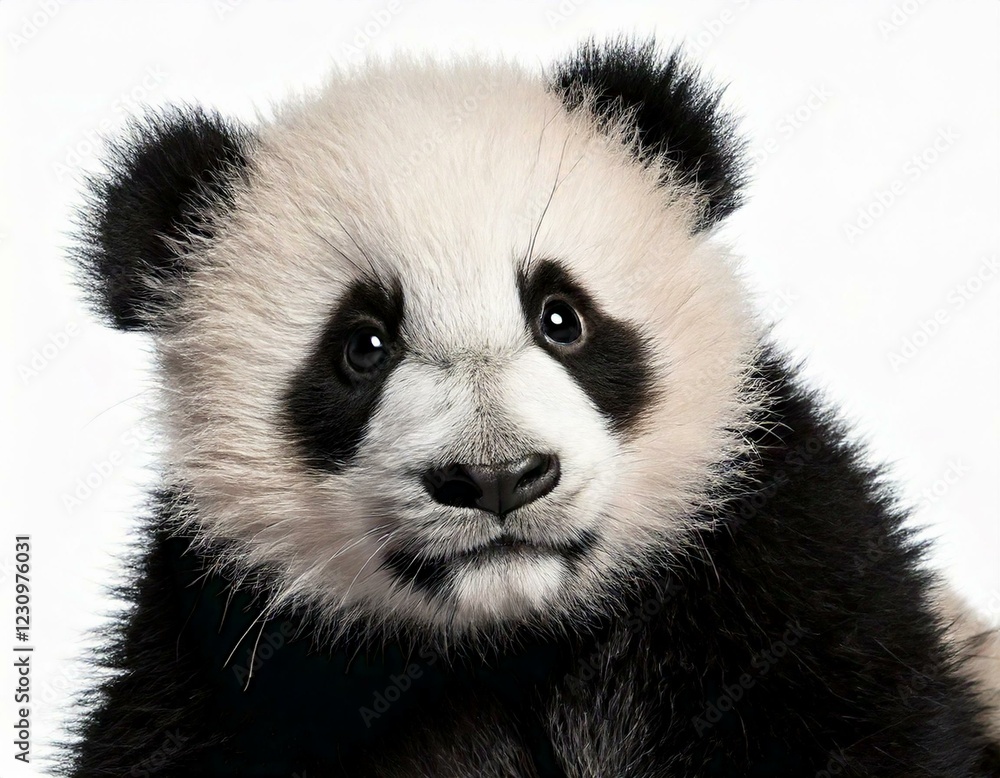 Obraz premium Giant Panda (18 months) - Ailuropoda melanoleuca in front of a white