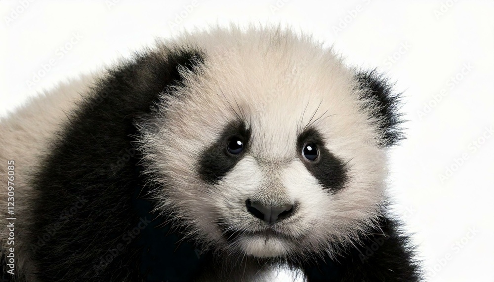  Giant Panda (18 months) - Ailuropoda melanoleuca in front of a white