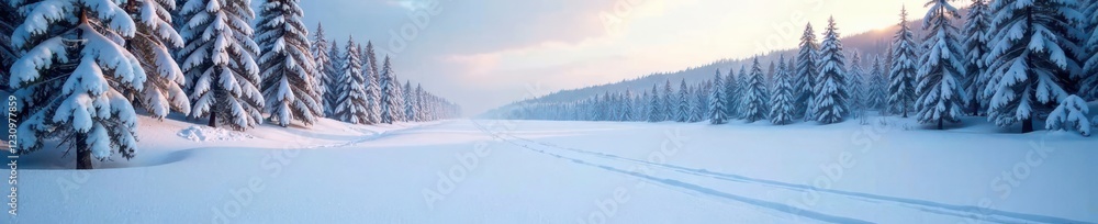 Snowy forest with snowdrifts in winter background, frozen lake, cold, frozen ground Snowy forest with snowdrifts in winter background, frozen lake, cold, frozen ground