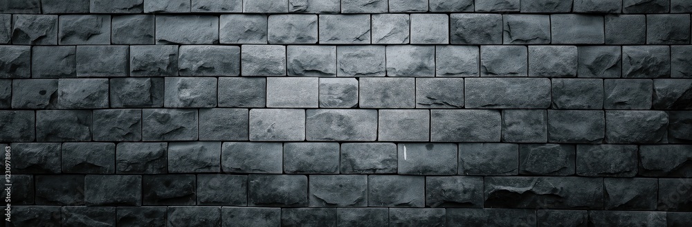 Fototapeta premium Dark gray stone brick wall forming a textured background