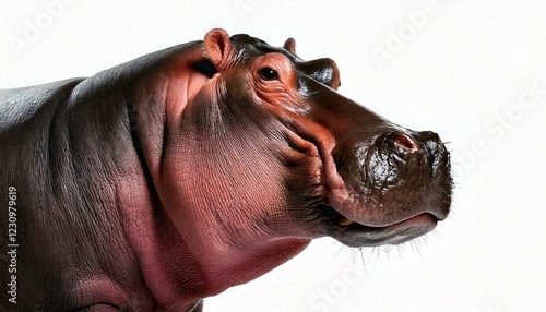 Hippopotamus - Hippopotamus amphibius ( 30 years) in front of a white background photo