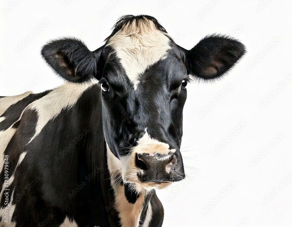 Holstein cow, 5 years old, standing against white background