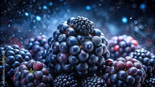 Double Exposure Blackberry Photography: Dark, Juicy, Luscious Berries, Aggregate Fruit Image photo