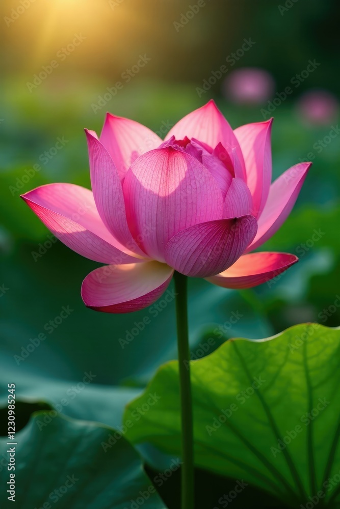 A lotus flower blooms with dew-kissed petals in the morning light, kissed, blooming, delicate A lotus flower blooms with dew-kissed petals in the morning light, kissed, blooming, delicate