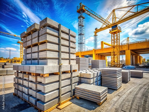 Wallpaper Mural Stacked Concrete Blocks at Industrial Construction Site - High Resolution Stock Photo Torontodigital.ca