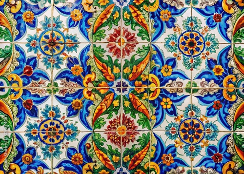 Vibrant Vintage Floral Ceramic Tile Background - Long Exposure Kitchen & Bathroom Wall Pattern