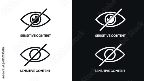Eye. Sensitive content icon. Censorsed view sign. Disturbing view icon. Inappropiate content. Minimalist vector.