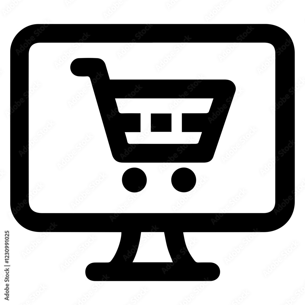 shopping cart icon displayed on computer, business icon, Buy on market or supermarket shopping cart icon displayed on computer, business icon, Buy on market or supermarket