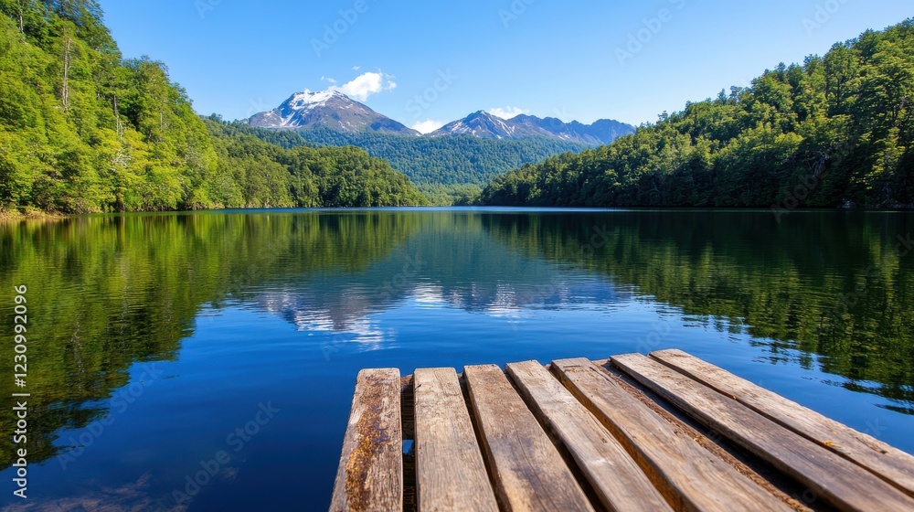 Serenity of the mountains reflected in tranquil lake waters Serenity of the mountains reflected in tranquil lake waters