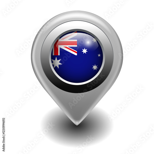 Vector Map Pin Location Icon with Australian Flag on 3D Metallic Map Marker Free Download Vector Map Pin Location Icon with Australian Flag on 3D Metallic Map Marker - GFXLoad