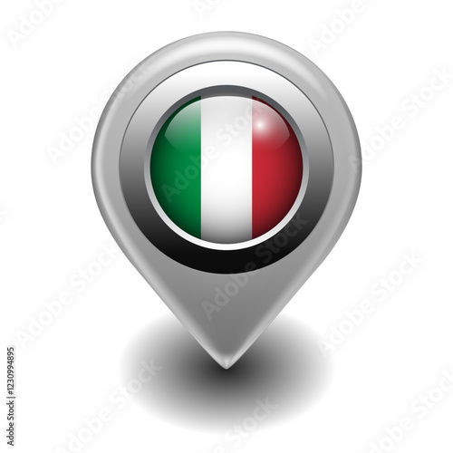 Vector Map Pin Location Icon with Italian Flag on 3D Metallic Map Marker Free Download Vector Map Pin Location Icon with Italian Flag on 3D Metallic Map Marker - GFXLoad