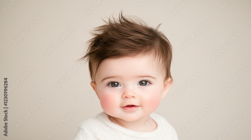 Portrait of a Cute Baby Girl with Spiky Brown Hair Portrait of a Cute Baby Girl with Spiky Brown Hair