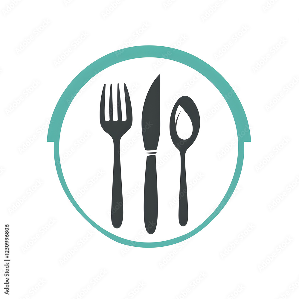Logo Design of a fork, knife, and spoon arranged in a circle Logo Design of a fork, knife, and spoon arranged in a circle