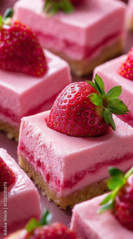 Creamy strawberry bars with fresh fruit