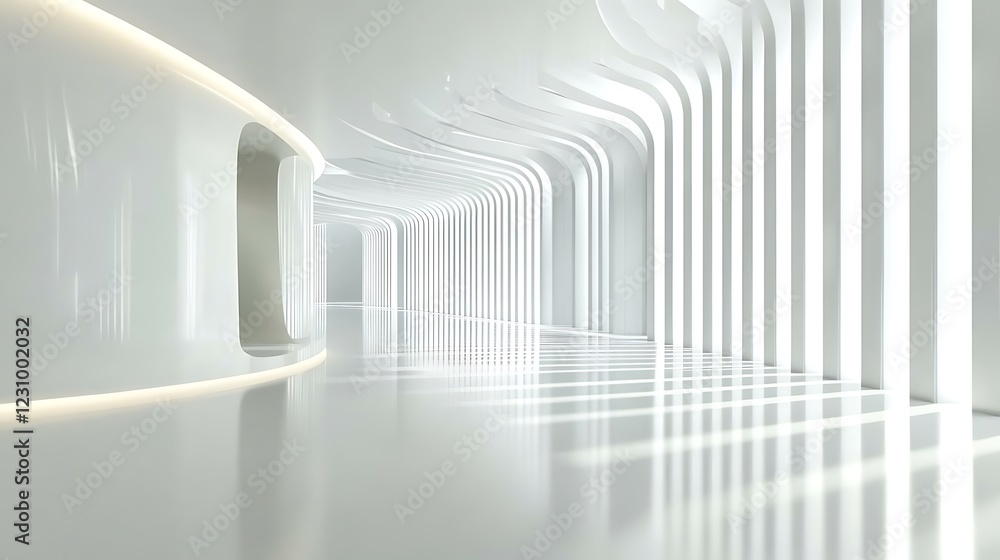 Obraz premium Abstract White Architecture Interior Design Corridor