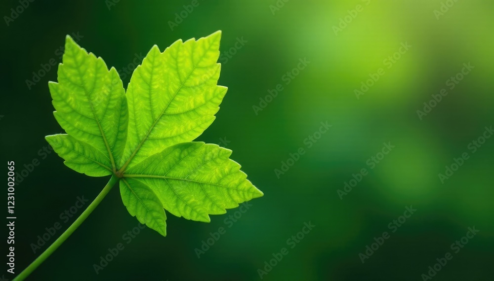 Single climbing wattle leaf with visible stem, isolated, stem Single climbing wattle leaf with visible stem, isolated, stem