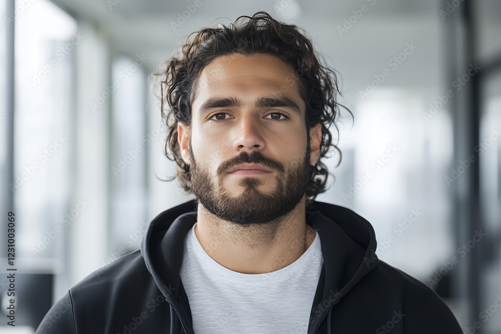 Naklejka premium A professional portrait of a young male IT specialist in his late 20s