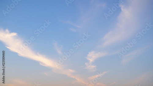Serene Sunset Sky with Wispy Cirrus Clouds