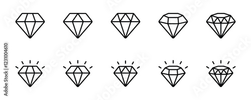 diamond icon set vector