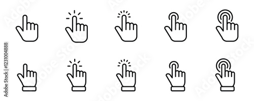Hand click icon set. hand cursor icon vectors	