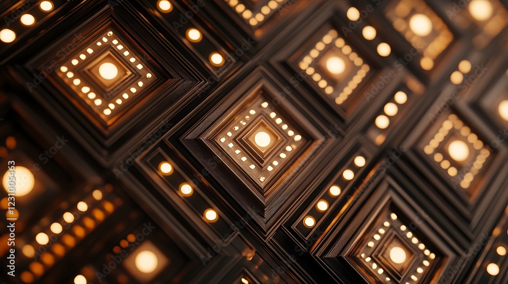 Obraz premium Abstract Pattern Of Illuminated Dark Brown Squares