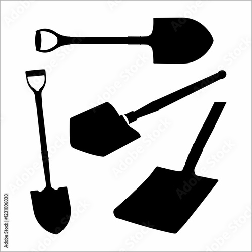 collection of shovel silhouettes