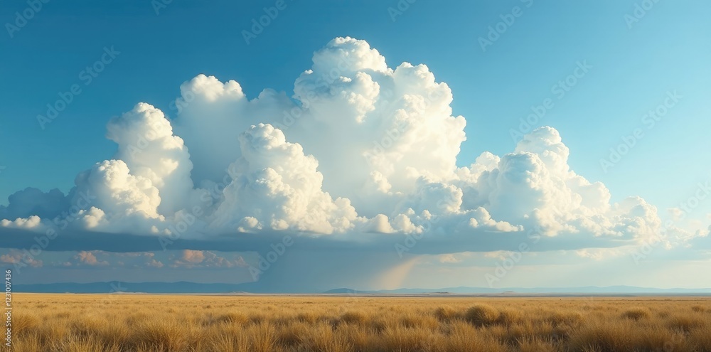 Obraz premium majestic cumulus clouds cast shadows on the ground, landscape, clouds