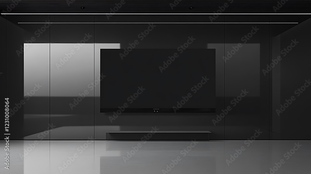 Modern Minimalist Black Room Television Setup Modern Minimalist Black Room Television Setup