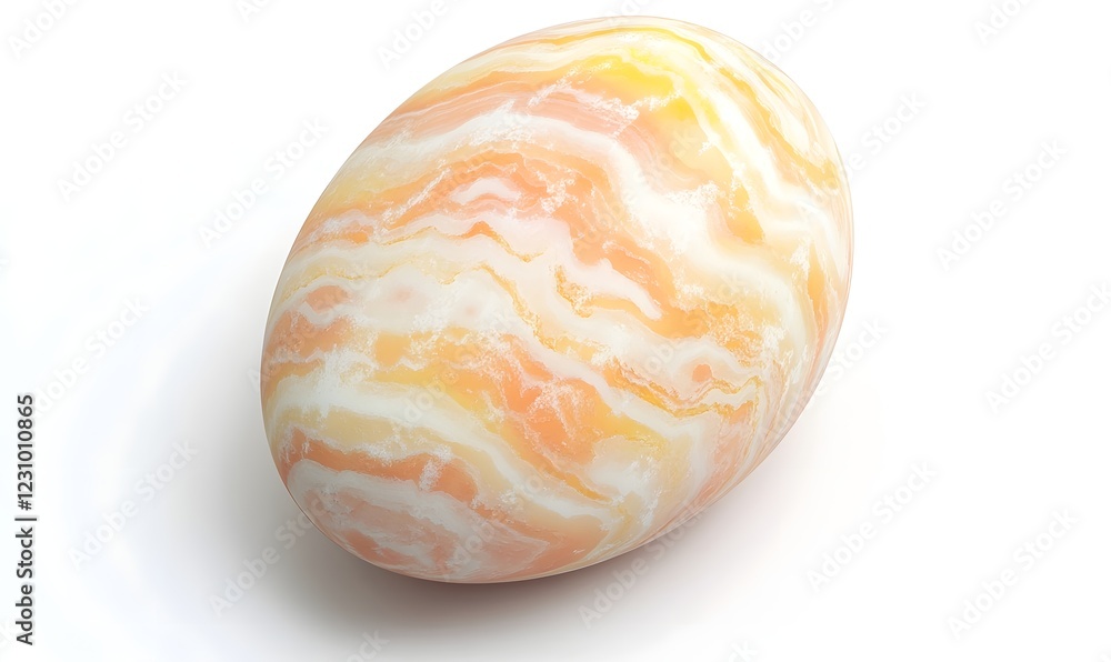 Polished peach opal egg studio shot, white background, craft Polished peach opal egg studio shot, white background, craft