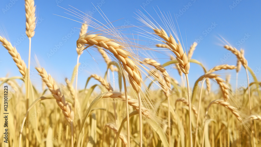 Golden wheat field rye cereal grains closeup concept plant farming Golden wheat field rye cereal grains closeup concept plant farming