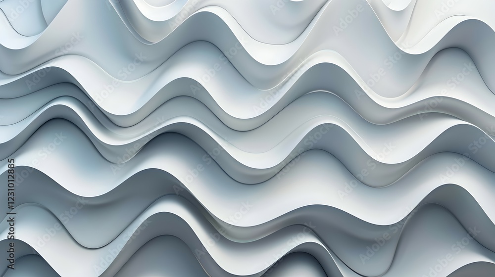Obraz premium Abstract waves in soft white tones create a dynamic, flowing texture.