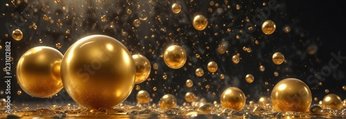 festive atmosphere with rising golden bubbles, inviting, shimmer, celebration