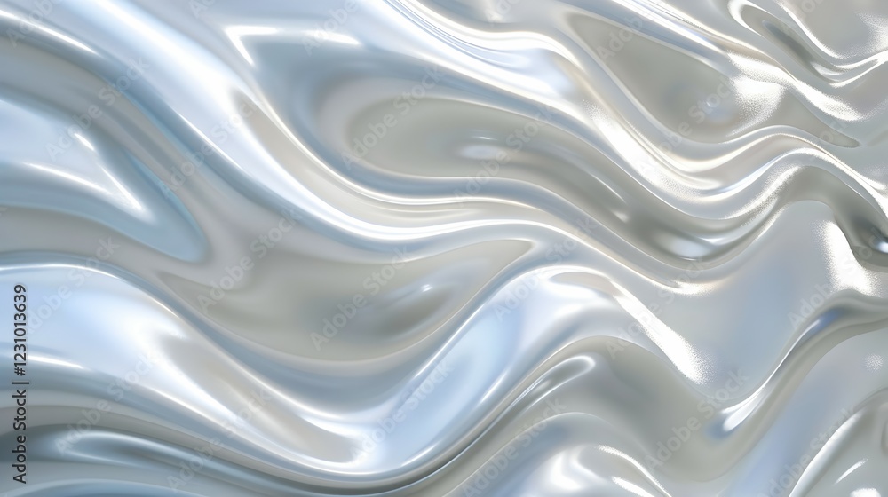 A smooth, flowing surface resembling silk or liquid metal with soft highlights and shadows. A smooth, flowing surface resembling silk or liquid metal with soft highlights and shadows.