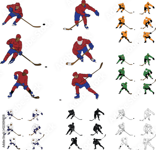 Wallpaper Mural vector, hockey player, graphic, puck, silhouette, illustration, skate, hockey, ice hockey Torontodigital.ca