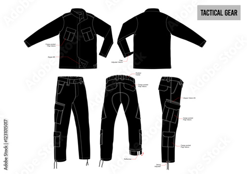 Tactical Gear Shirt and Pants Uniform Mockup