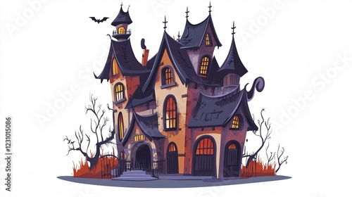 Wallpaper Mural Enchanting Witch House Isolated on White Background for Halloween Designs and Storybook Illustrations Torontodigital.ca
