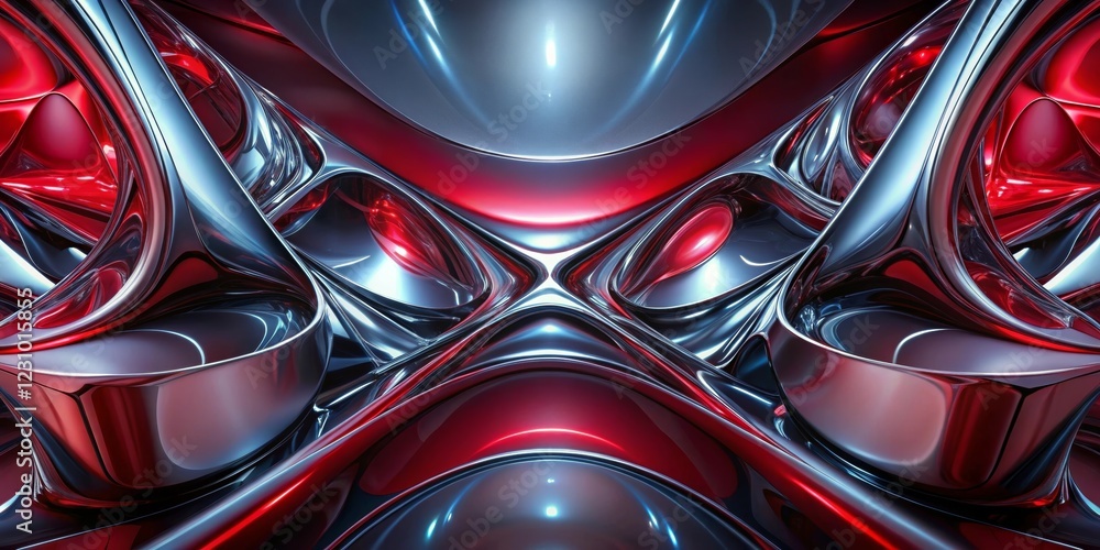 Abstract Red and Silver Metallic Design Abstract Red and Silver Metallic Design