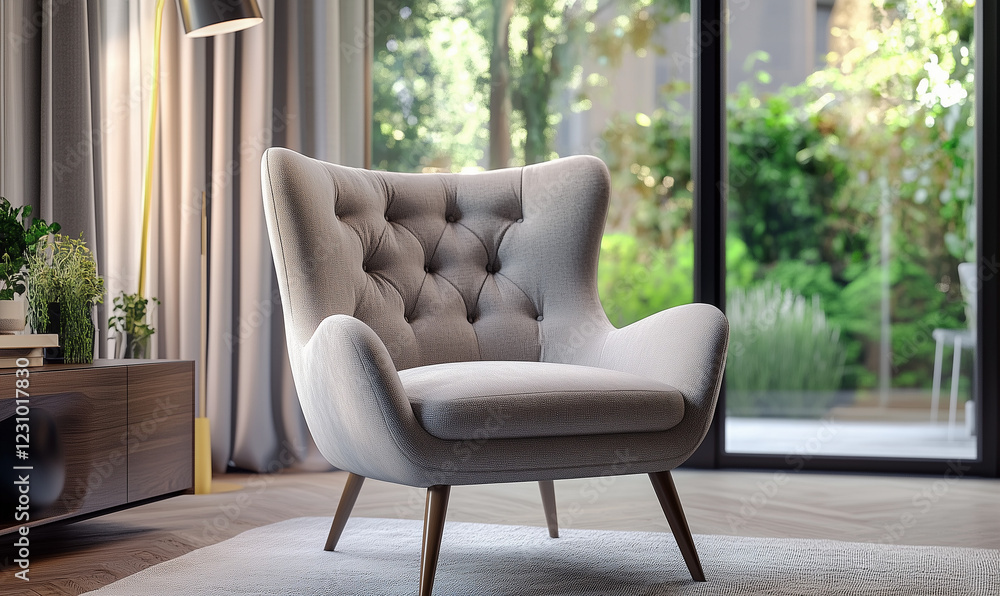 Obraz premium High-End Scandinavian Armchair for Refined Spaces, Blending Functionality with Timeless Design
