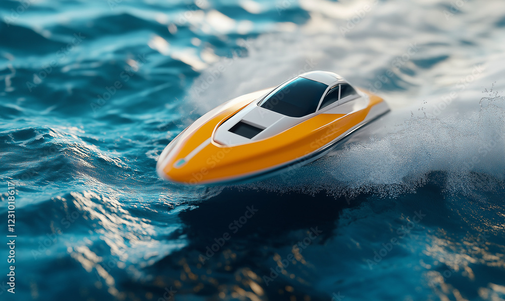 Motorized Surfboard Skimming Across the Ocean, Offering an Exciting Watersport Experience Motorized Surfboard Skimming Across the Ocean, Offering an Exciting Watersport Experience