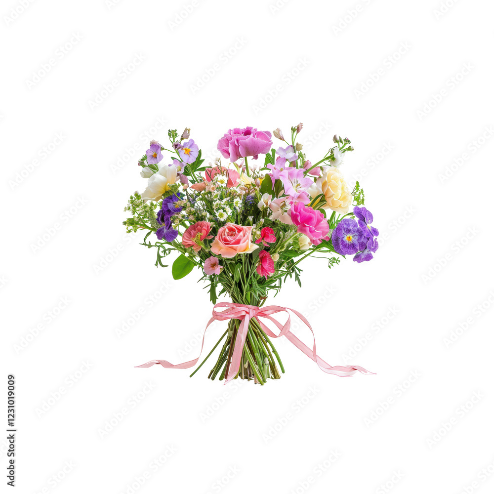 Fototapeta premium Beautiful Bright Flower Bouquet with Pink and Purple Blooms