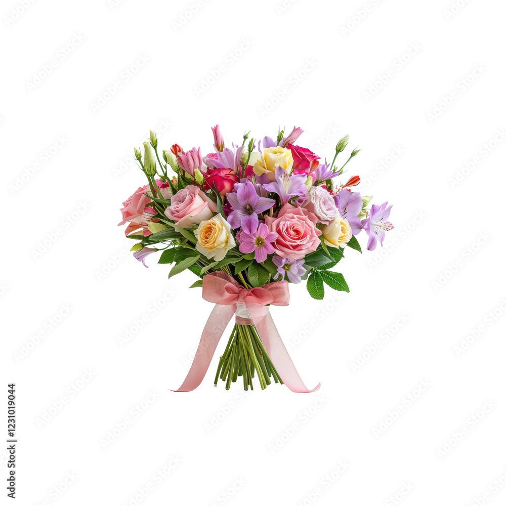 Obraz premium Beautiful Mixed Flower Bouquet with Bright Colors and Greenery