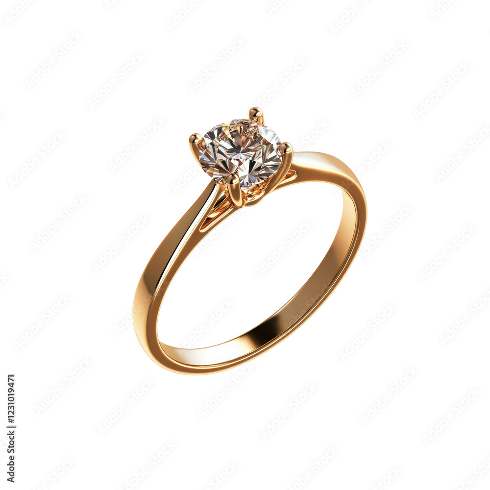 Elegant Yellow Gold Engagement Ring with Sparkling Diamond Gemstone Elegant Yellow Gold Engagement Ring with Sparkling Diamond Gemstone