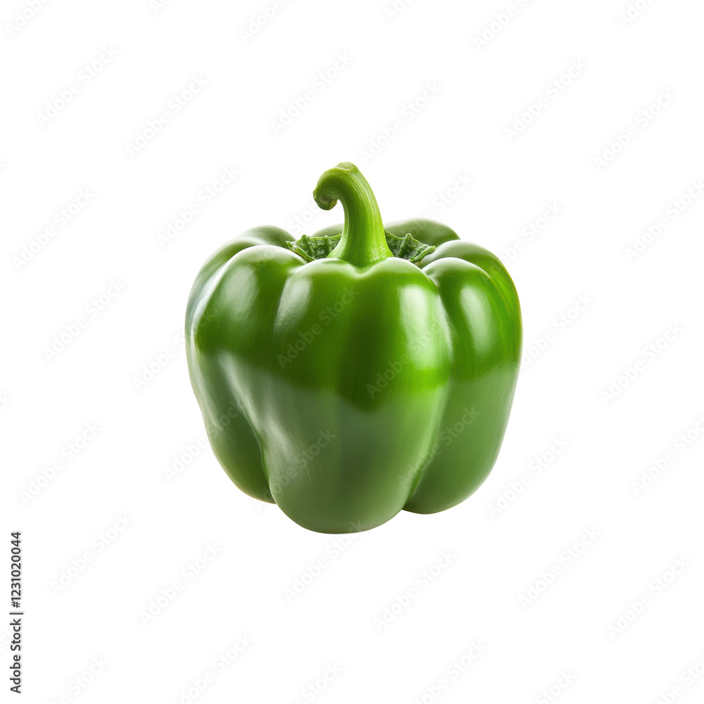 Fresh and Vibrant Green Bell Pepper Isolated on White Background Fresh and Vibrant Green Bell Pepper Isolated on White Background