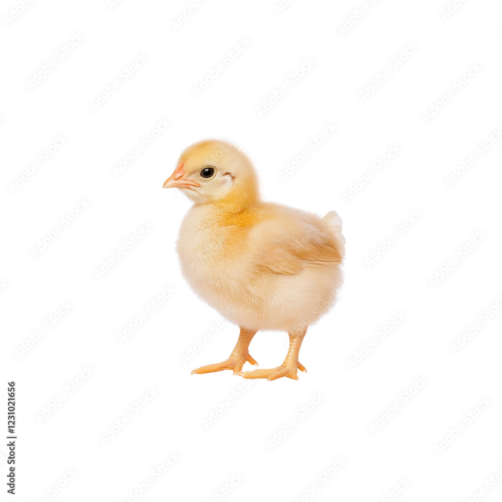 Cute Yellow Chick Standing on Clean White Background Cute Yellow Chick Standing on Clean White Background