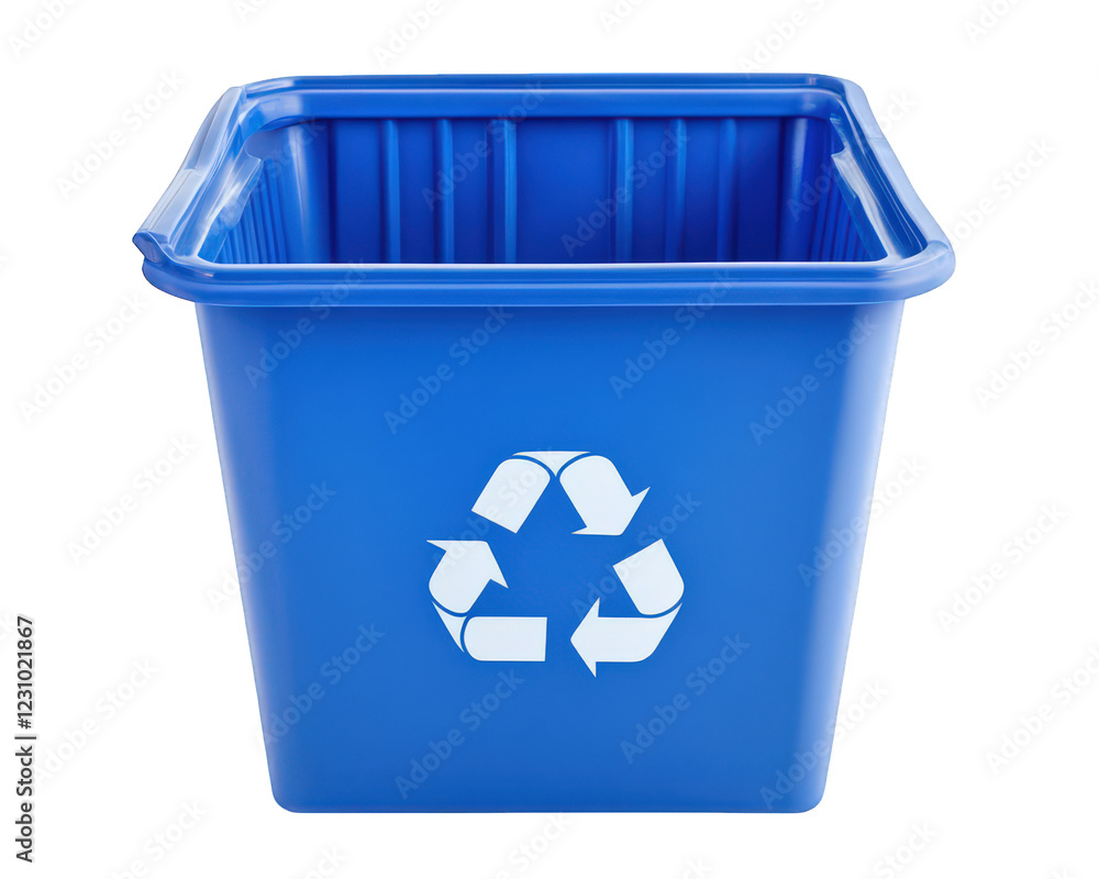 blue recycling bin designed for office use, featuring recycling symbol. This compact container promotes eco friendly waste disposal and organization in workspaces blue recycling bin designed for office use, featuring recycling symbol. This compact container promotes eco friendly waste disposal and organization in workspaces