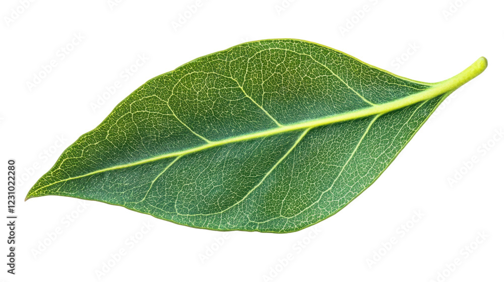 Obraz premium Vibrant green leaf showing detailed veins on transparent background